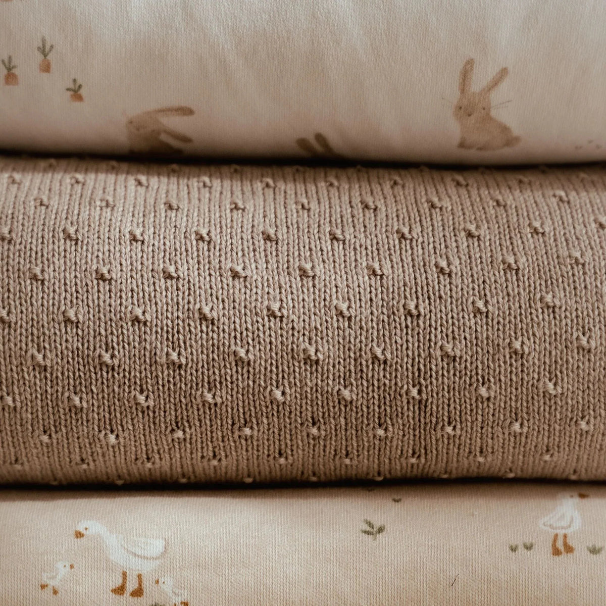 Gebreid ledikantdeken - Fleece - Beige - Essentials