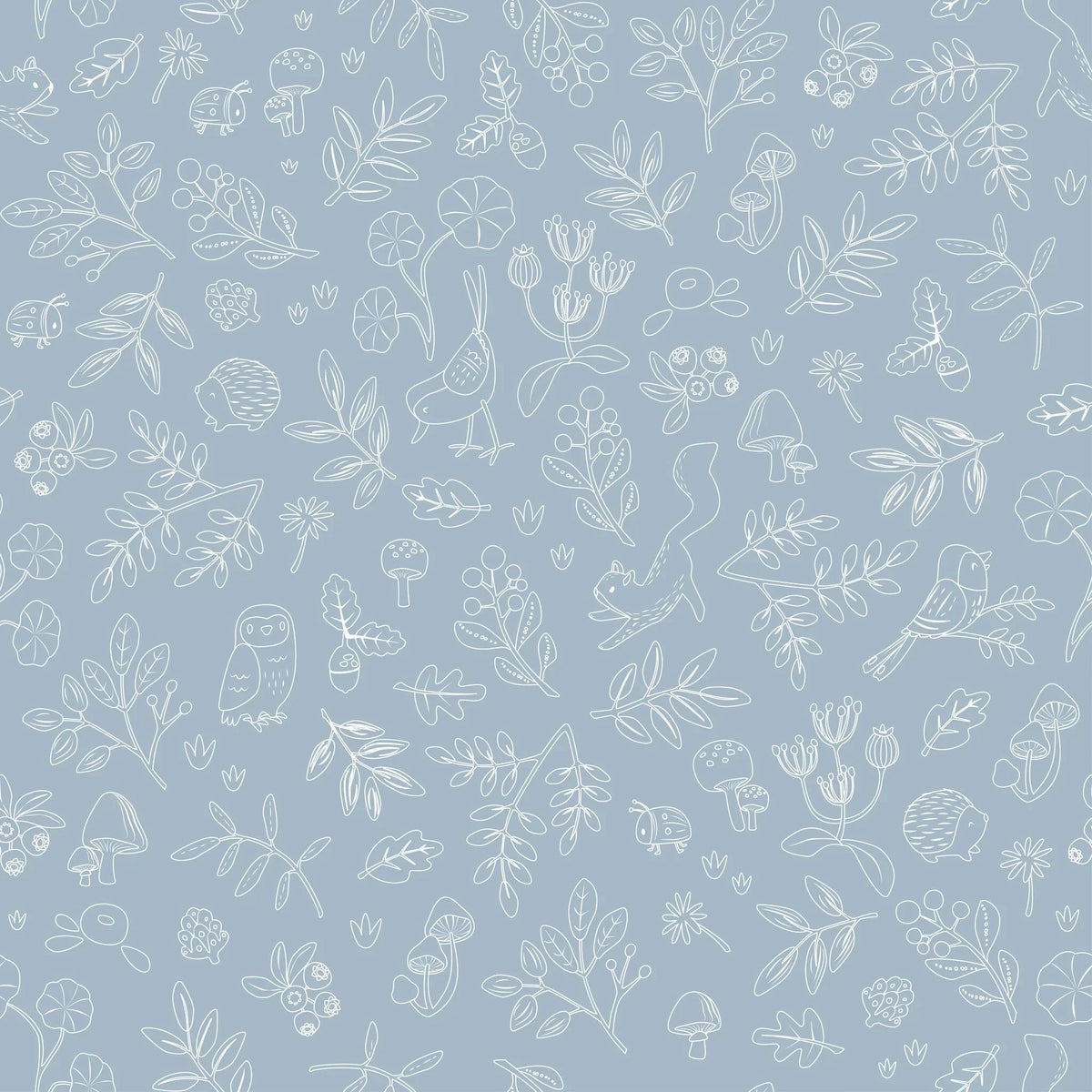 Behangstaal vliesbehang – Blauw – Forest Friends – Forest Wonder