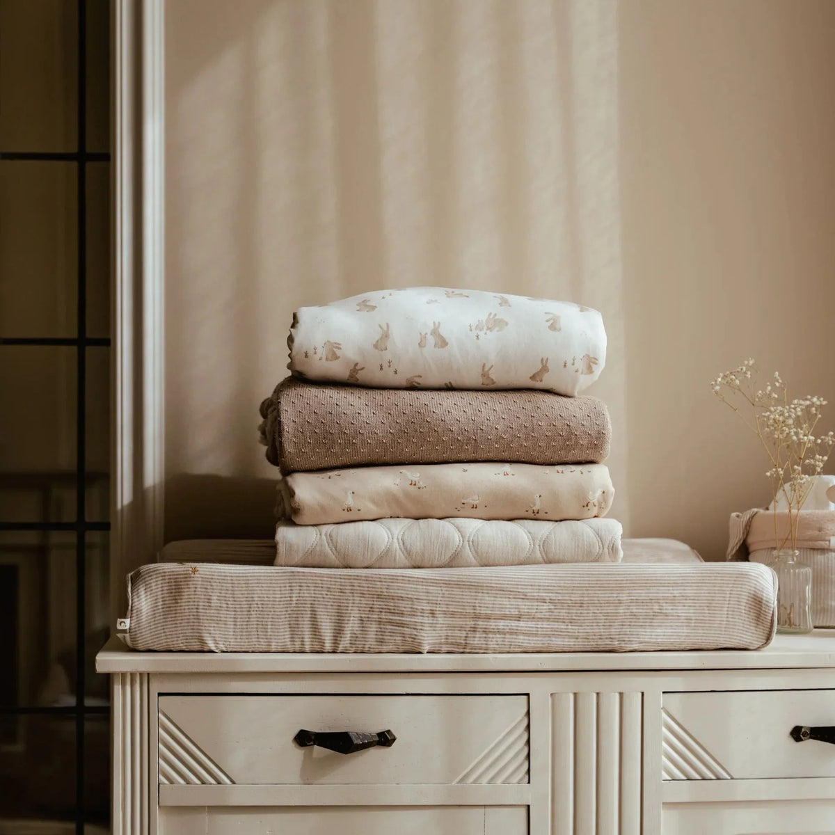 Gebreid ledikantdeken - Fleece - Beige - Essentials