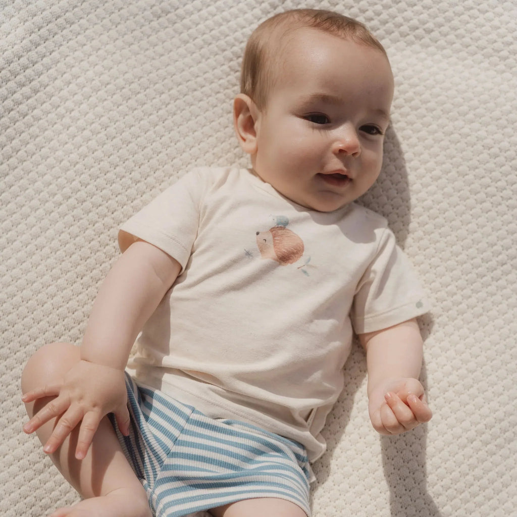 Gestreepte korte broek - Blauw
