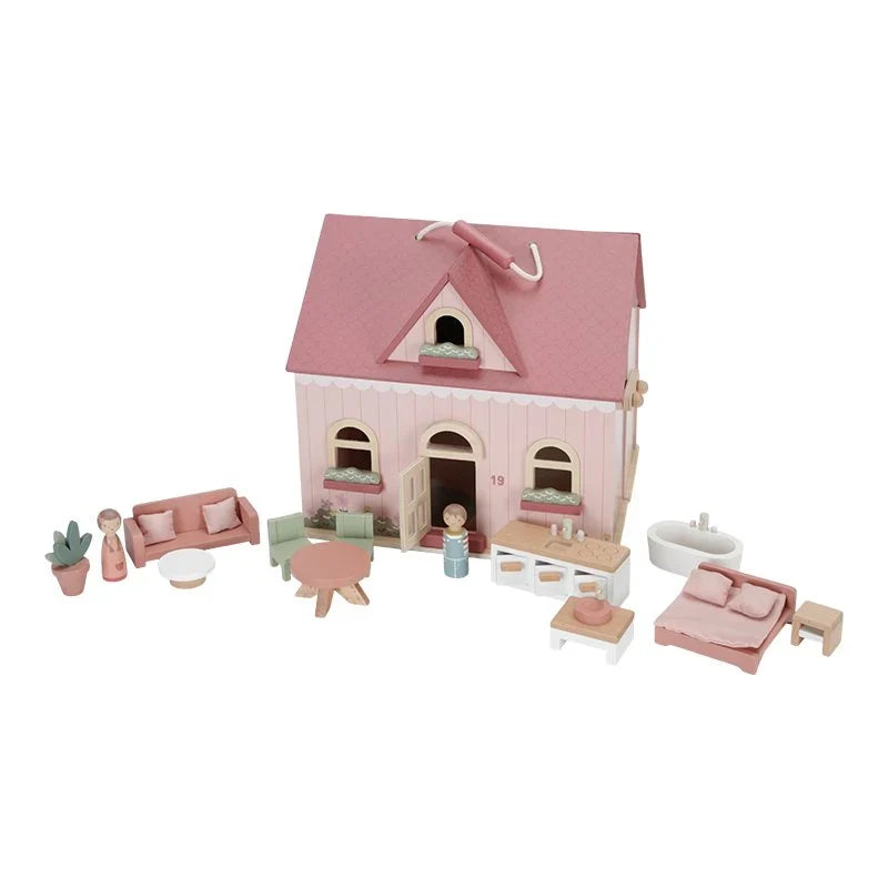 Draagbaar poppenhuis hout