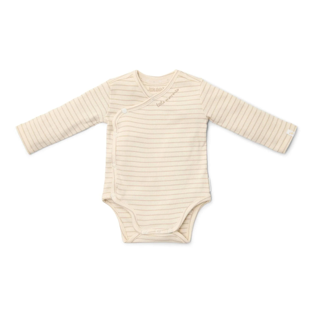 Romper overslag lange mouw - Beige - Newborn Naturals - Stripe