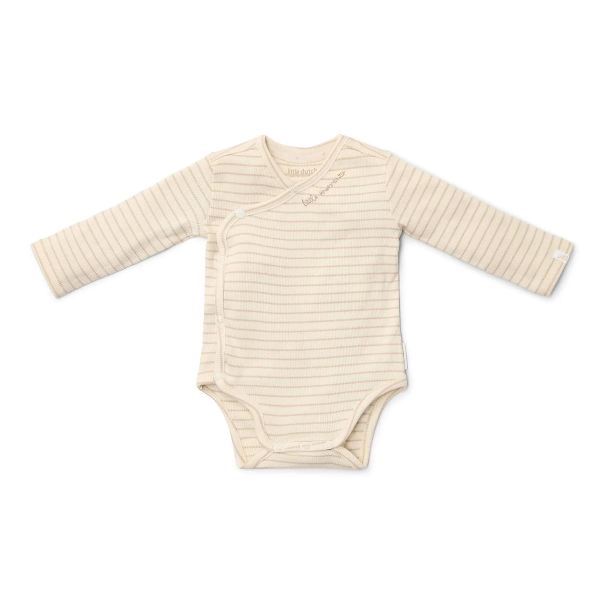 Romper overslag lange mouw - Beige - Newborn Naturals - Stripe