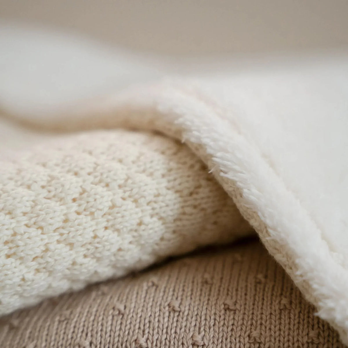 Gebreid ledikantdeken - Fleece – Wit – Essentials
