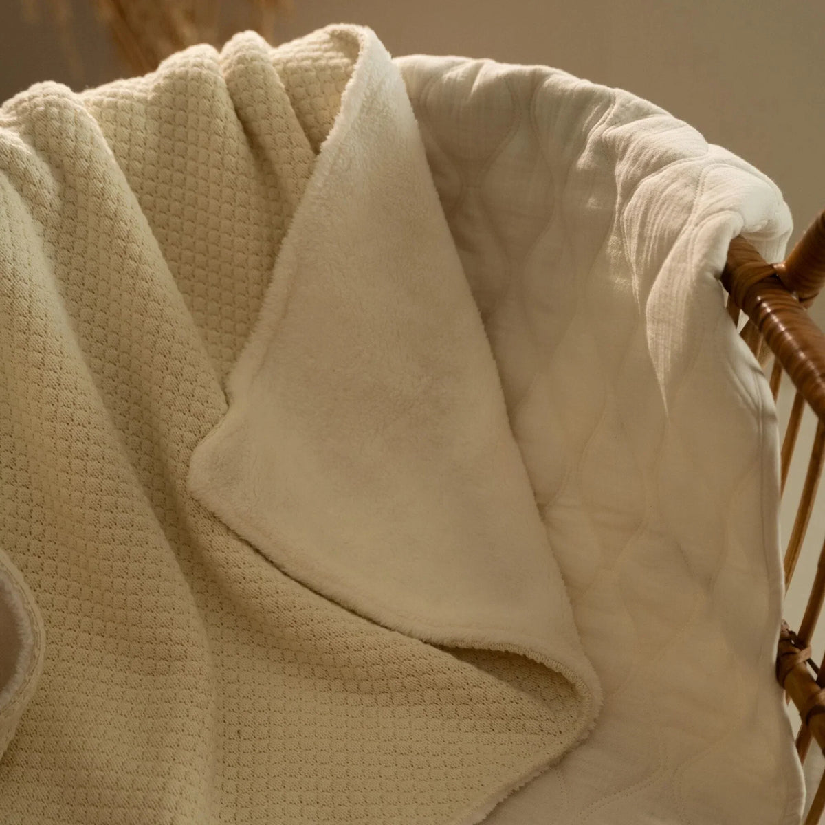Gebreid wiegdeken - Fleece – Wit – Essentials
