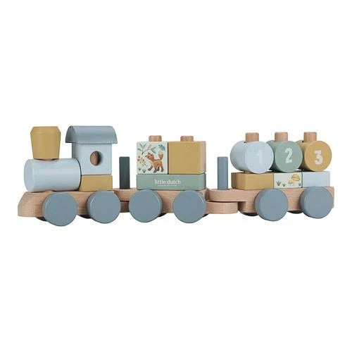 Houten Blokkentrein - Blauw - Forest Friends