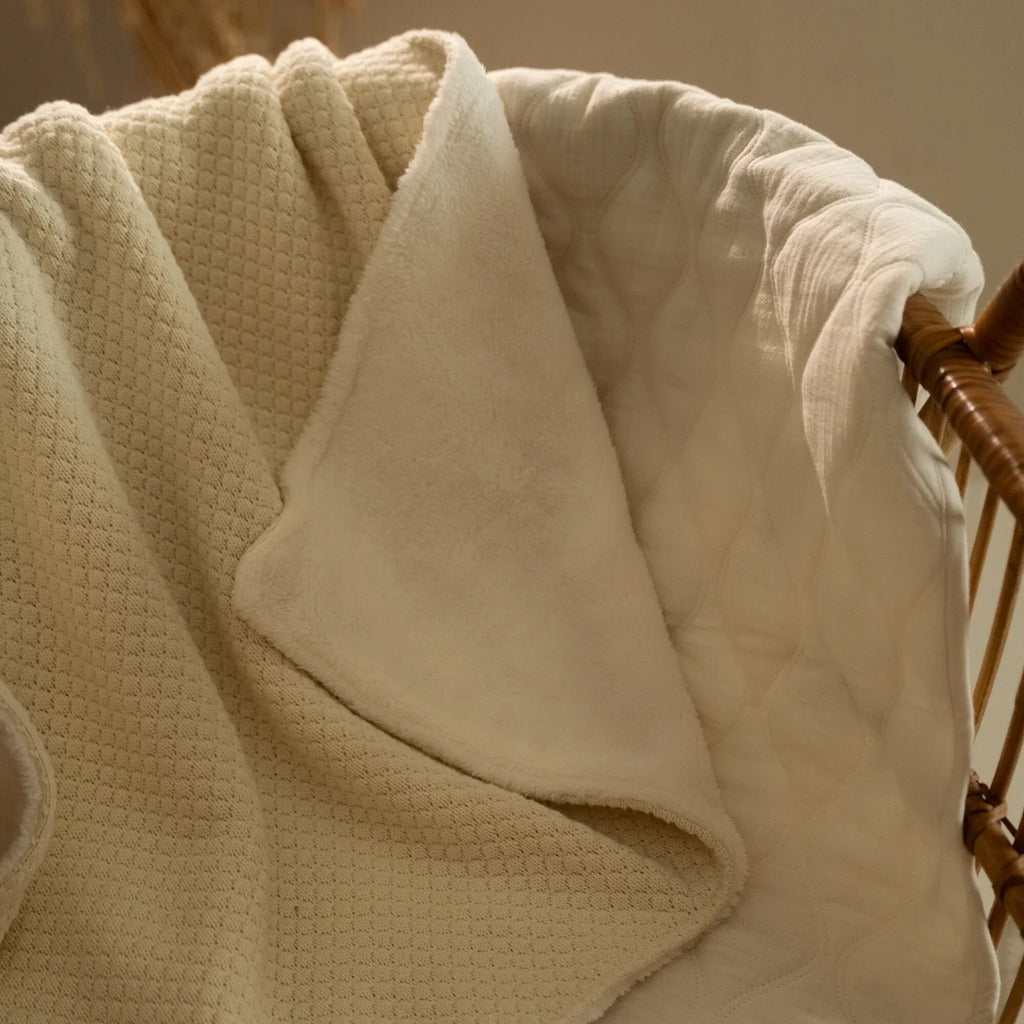 Gebreid ledikantdeken - Fleece – Wit – Essentials