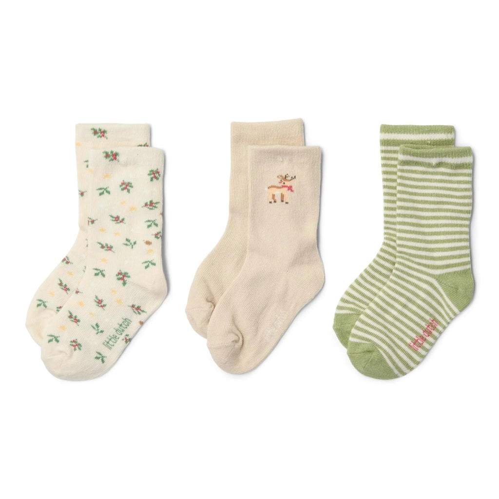 3-pack kerst sokken – Beige