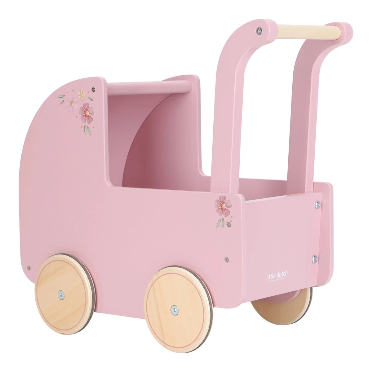 Houten poppenwagen - Roze